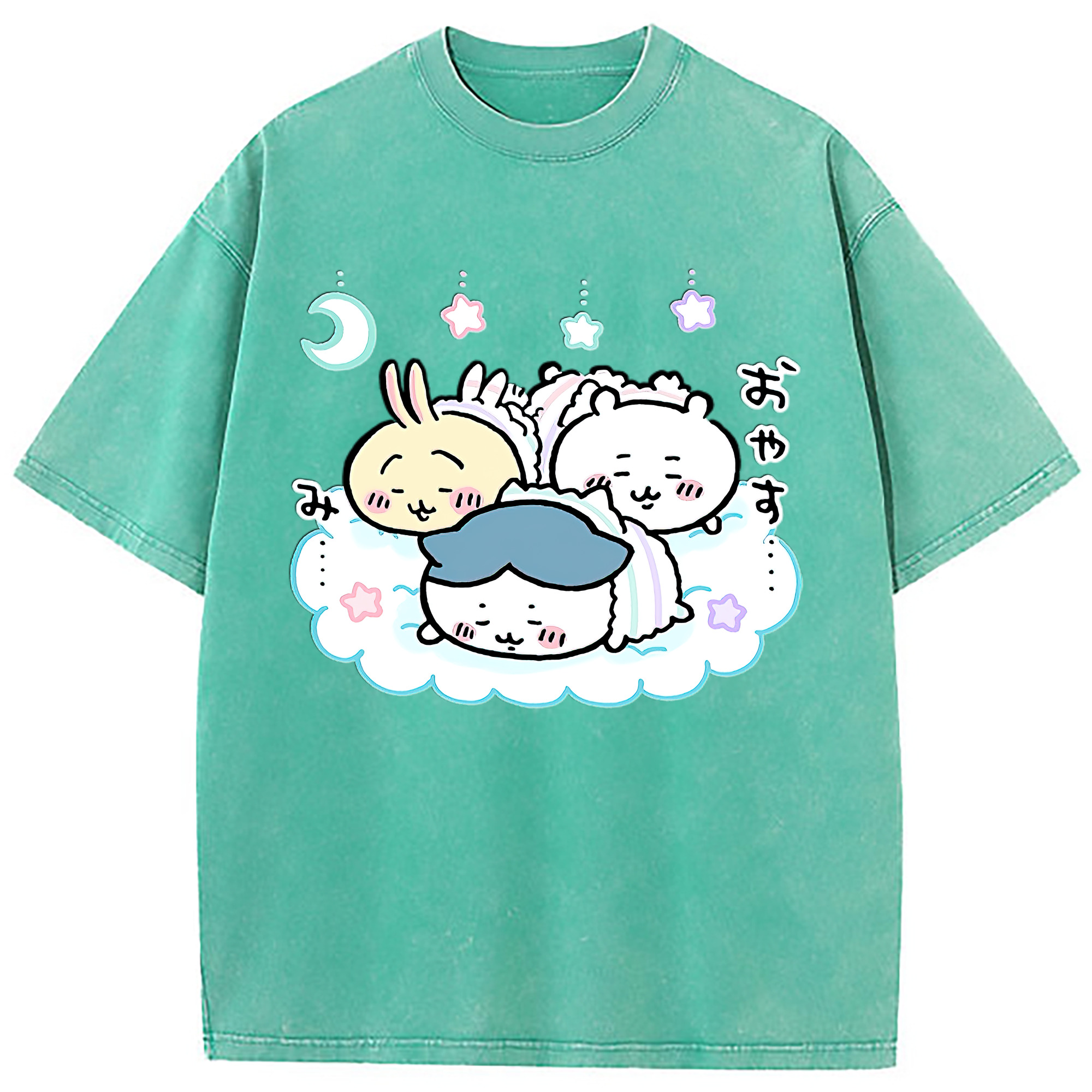 （画像用） ちいかわ ハチワレ Chii-kawa hachiware 綿100% ヴィンテージ風 半袖Tシャツ（フロントプリント）